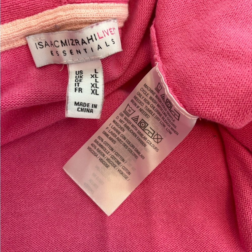 Isaac Mizrahi Size L Pink Women's Open Front Drape Long Sleeve Cardigan Sweater - Picture 4 of 5